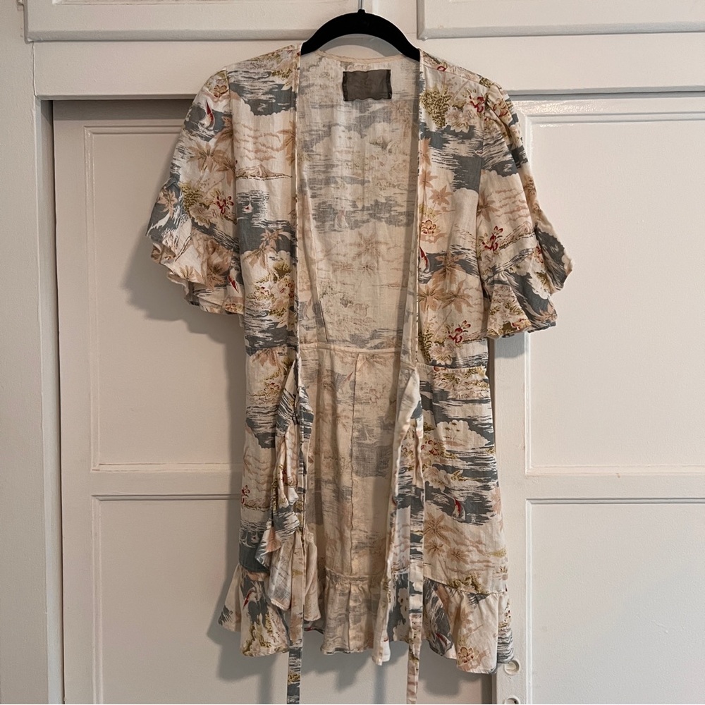 Reformation Mini Linen Ruffled Dress